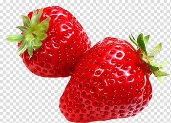 Two red strawberry fruits transparent background PNG clipart