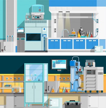 Two science laboratory horizontal banners