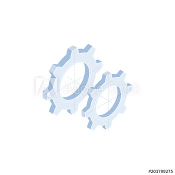 Two settings gear vector isometric icon isolated on white background