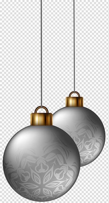 Two silver baubles illustration, Christmas ornament Christmas decoration Christmas tree, Silver Christmas Balls transparent background PNG clipart