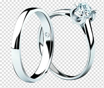 Two silver-colored rings , Wedding ring Silver Marriage proposal, Ring transparent background PNG clipart