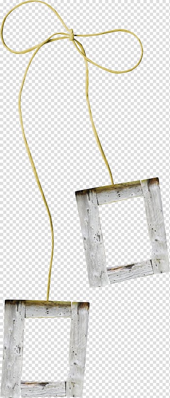 Two square gray wooden frames with ropes, Rope Shoelace knot Ribbon, Bow rope frame transparent background PNG clipart
