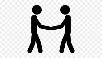 Two Stick Man Variants Shaking Hands Vector - People Shaking Hands Icon