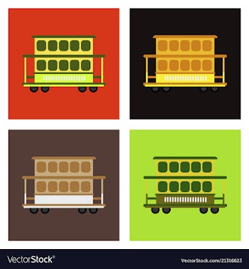 Two-story tram isolated on background side view vector image