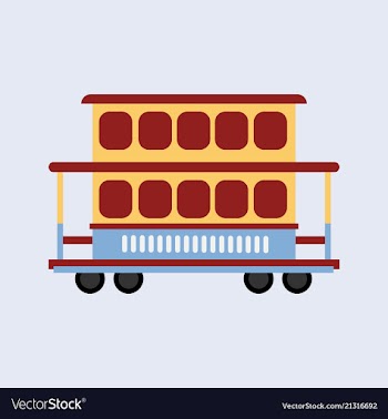 Two-story tram isolated on background side view vector image