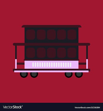Two-story tram isolated on background side view vector image