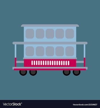 Two-story tram isolated on background side view vector image