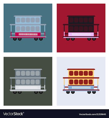 Two-story tram isolated on background side view vector image