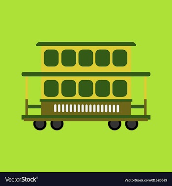 Two-story tram isolated on background side view vector image