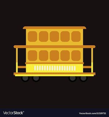 Two-story tram isolated on background side view vector image