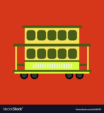 Two-story tram isolated on background side view vector image