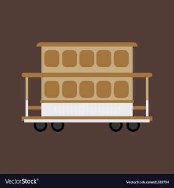 Two-story tram isolated on background side view vector image