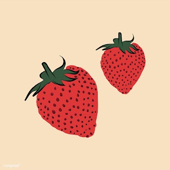 Two strawberries funky graphic illustration | Free stock vector - 429614
