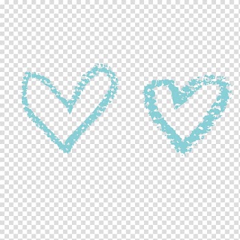 Two teal heart drawings , Sidewalk chalk Heart Borste, Love chalk brush transparent background PNG clipart