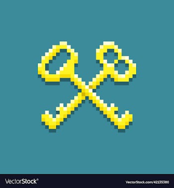 two vintage golden crossed keys
