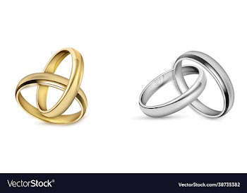 two wedding selver and gold rings lie in each