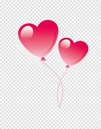 Two white and pink heart balloons, Cartoon pink valentine heart balloon transparent background PNG clipart