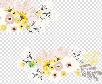 Two white flower arrangement graphics, Hand-painted flowers transparent background PNG clipart