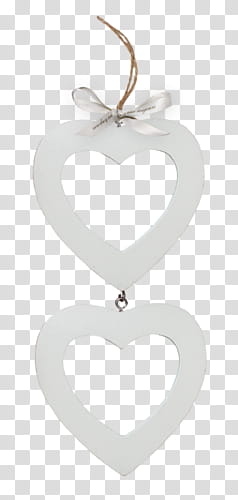 Two white heart pendants transparent background PNG clipart