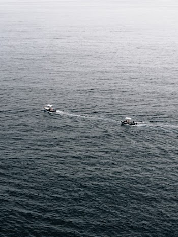 Two White Motorboats