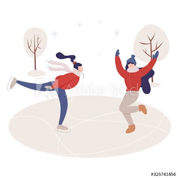 Two woman ice skating
