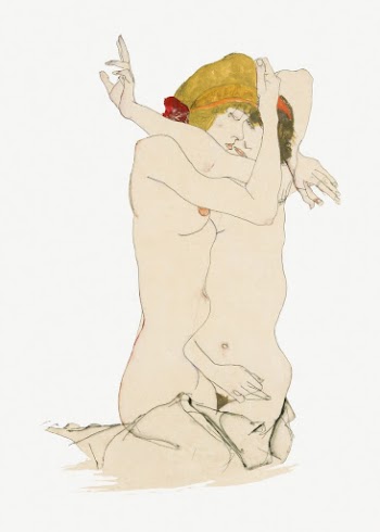 Two Women Embracing  by Egon | Free PSD Illustration - rawpixel