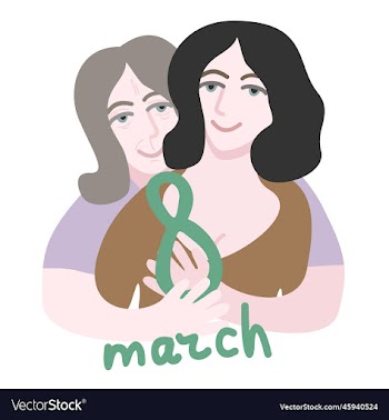 two women mother embraces daughter 8 march