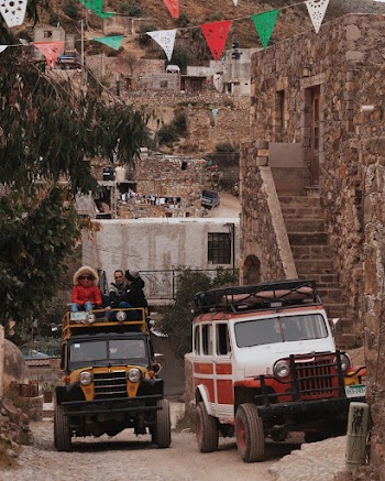 Two Yellow and Red Vehicles