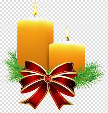 Two yellow lighted candles, Christmas Candle , Christmas Candles transparent background PNG clipart