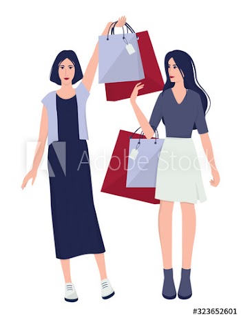 Two young woman shopping together