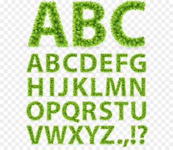 Typeface Font - Grass green leaves alphabet 