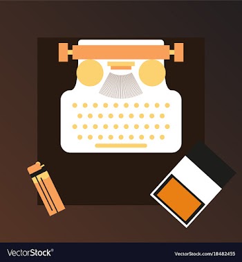 Typewriter pack of cigarettes and a lighter top vector image