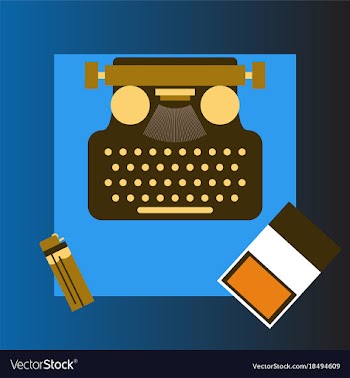 Typewriter pack of cigarettes and a lighter top vector image
