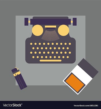 Typewriter pack of cigarettes and a lighter top vector image