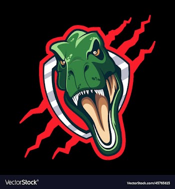 tyrannosaurus head shield mascot logo