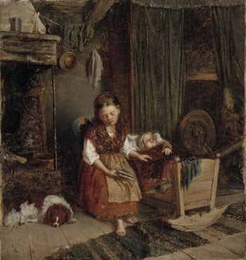 Tyttö kehdon ääressä, 1866 | Free Photo - rawpixel