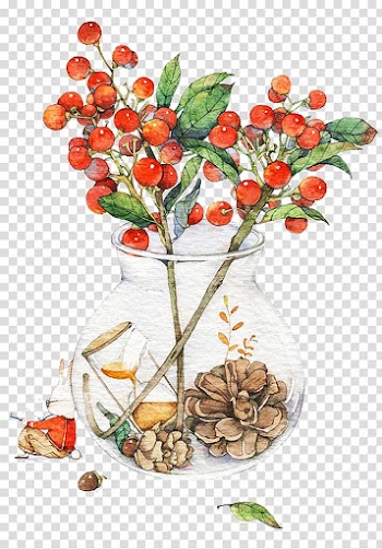 U4f59u751fu8bf7u591au6307u6559 Drawing Watercolor painting Illustration, Flowers in a glass transparent background PNG clipart