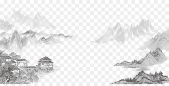 u56fdu753bu5c71u6c34 Ink wash painting Shan shui - The house between Chinese ink and wash landscapes 