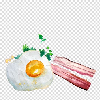 U5e78u798fBreakfast Croissant Bacon Watercolor painting, Floating Breakfast transparent background PNG clipart