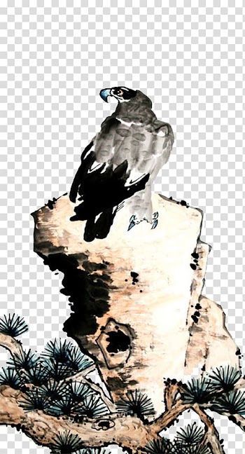 U6c34u58a8u753bu9e70 Ink wash painting Hawk Illustration, Ink Eagle Decorative Leave the material transparent background PNG clipart