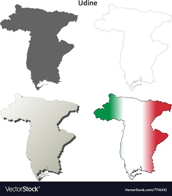 Udine blank detailed outline map set vector image