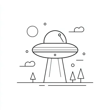 UFO Icon for Kids Coloring Page UFO Icon for Kids Coloring Page