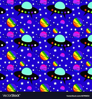 ufo with stars sticker pride seamless pattern