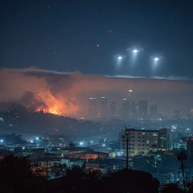 UFOs Attack Los Angeles at Night UFOs Attack Los Angeles at Night