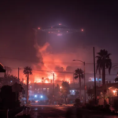 UFOs Attacking Los Angeles at Night UFOs Attacking Los Angeles at Night