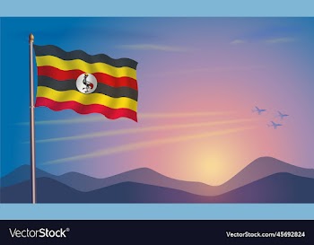 uganda flag in the morning sun