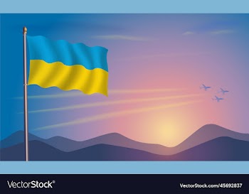 ukraine flag in the morning sun