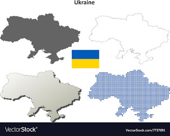 Ukraine outline map set vector image