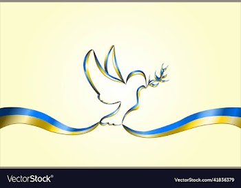 ukrainian flag ribbons forming a dove of peace