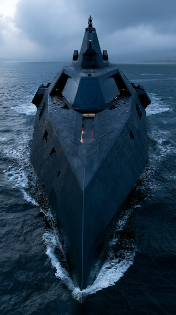 Ultra-Luxury Black Stealth Superyacht in Midnight Mediterranean